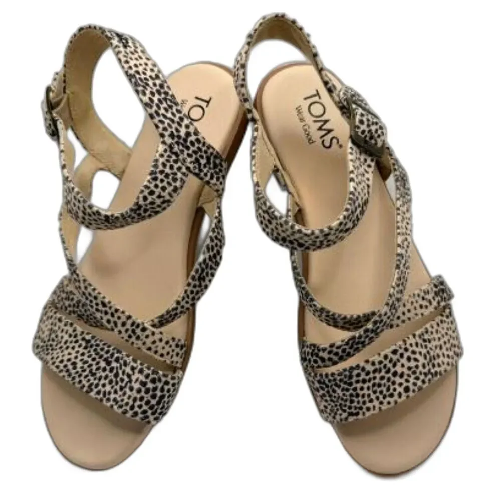 TOMS Sicily Strappy Sandals 7.5 in Macadamia Mini Cheetah Print Suede